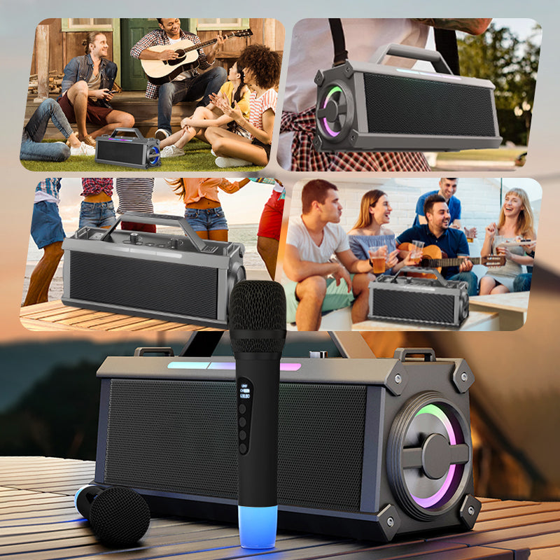 Enceinte Karaoké Bluetooth 200W avec microphone sans fil