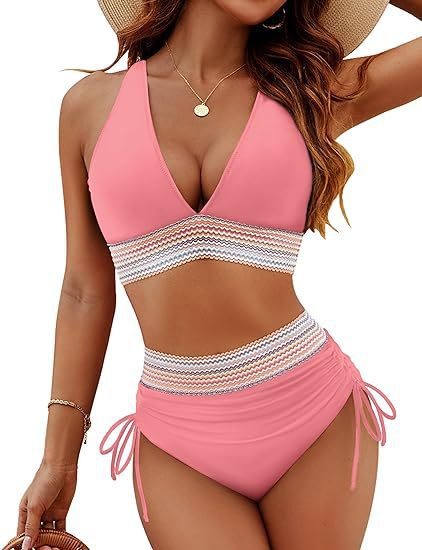 👙Ensembles de bikinis à taille haute avec contrôle de l'abdomen et blocs de couleurs