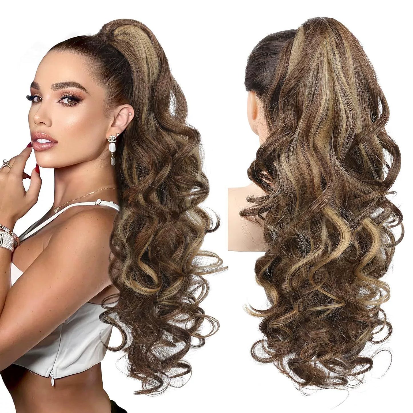💜Promotion à durée limitée 50 % de réduction💜Extension de queue de cheval ondulée à clip
