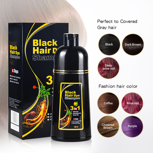 🎉Extra concentré 500ml🎁SHAMPOOING TEINTURE POUR CHEVEUX NOIRS 3 EN 1