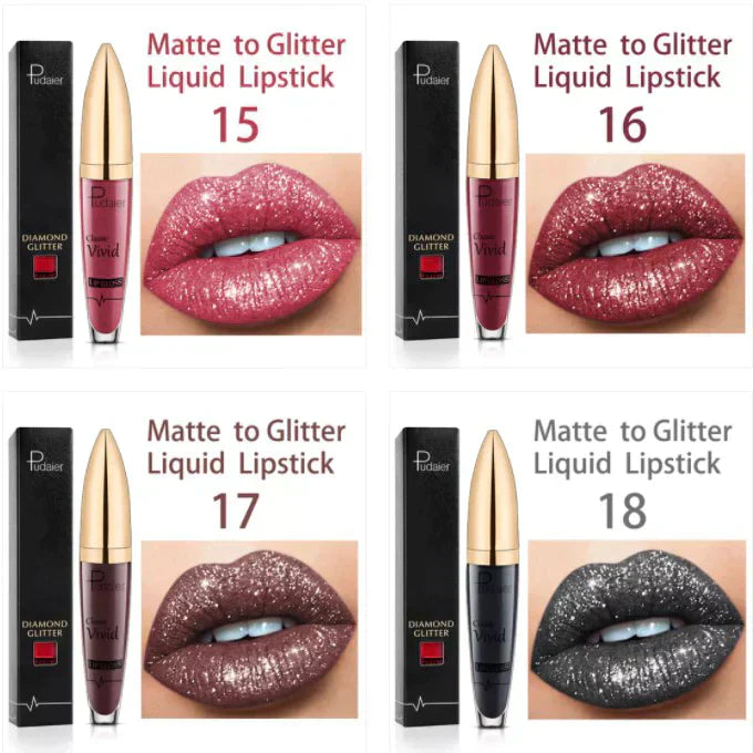 18 Couleurs Diamant Brillant À Lèvres Mat À Paillettes Rouge À Lèvres Liquide Imperméable