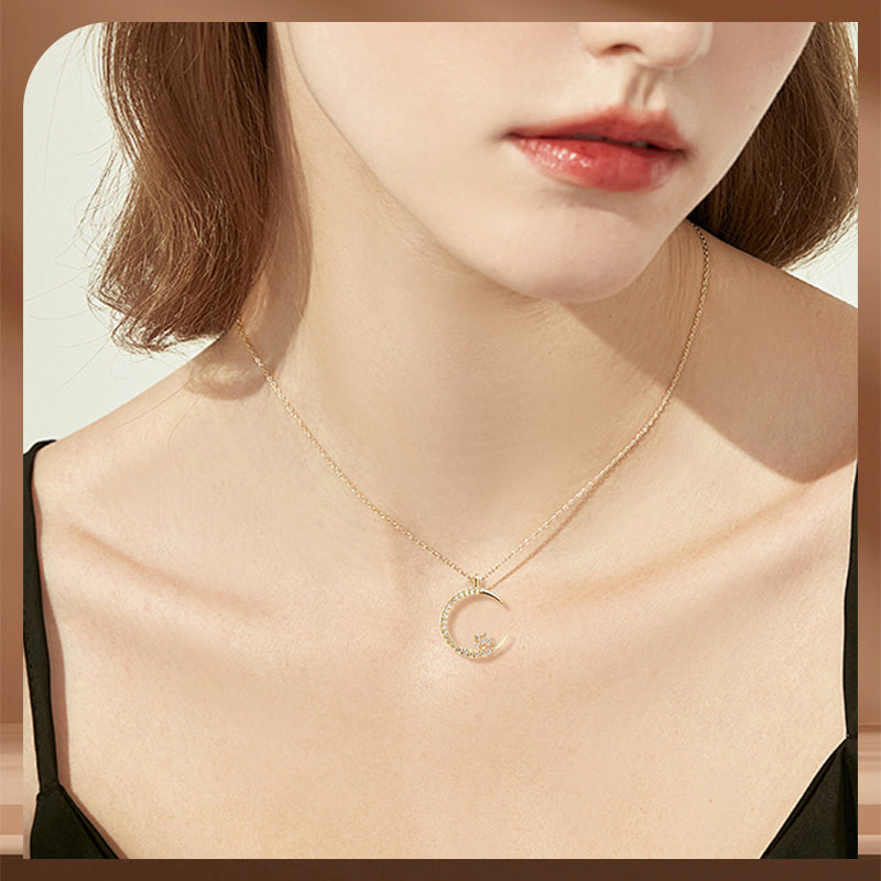 💕50% de réduction💕Bright Night : Collier Lune Étoile🌙livraison gratuite