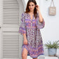 🔥50% de réduction👗Robe midi fleurie à manches évasées et col en V