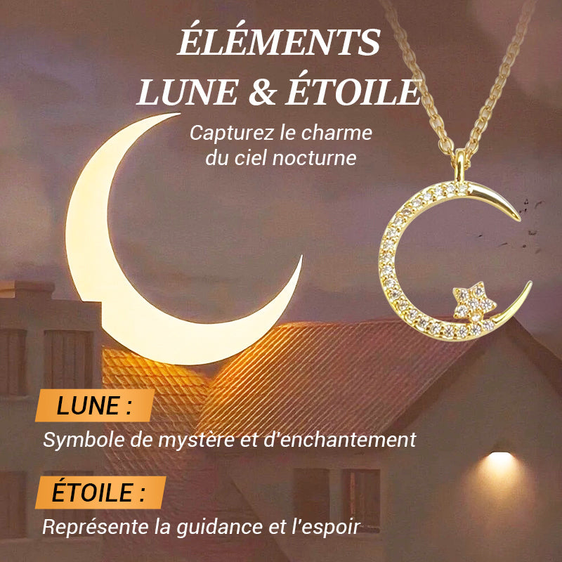 💕50% de réduction💕Bright Night : Collier Lune Étoile🌙livraison gratuite