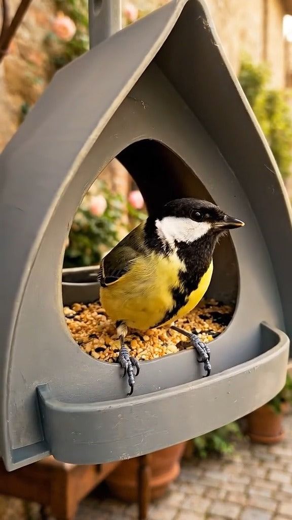 📢 50 % de réduction ⏰ Mangeoire suspendue pour oiseaux avec toit – Observation facile, nourriture protégée & design durable ! 🐦🌧️