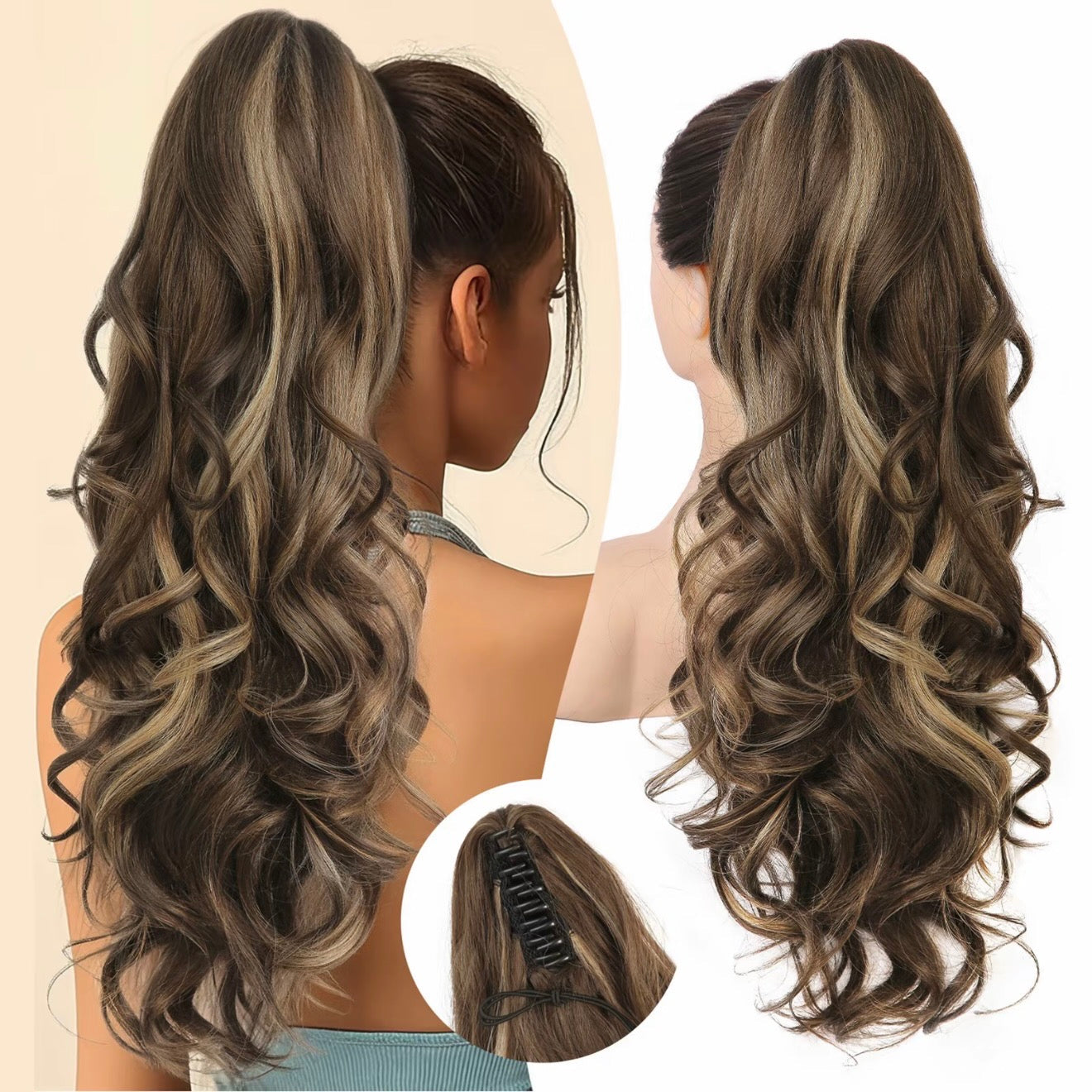💜Promotion à durée limitée 50 % de réduction💜Extension de queue de cheval ondulée à clip