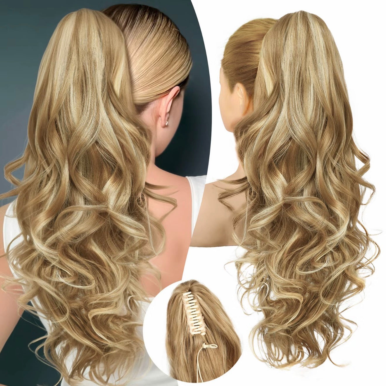 💜Promotion à durée limitée 50 % de réduction💜Extension de queue de cheval ondulée à clip