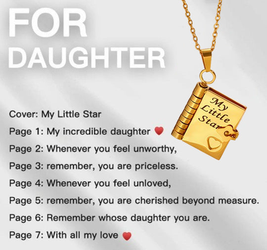 My Book Necklace for Daughter,Son or Lover, Birthday Day Gift Graduation Jewelry of Love