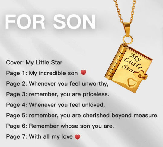 My Book Necklace for Daughter,Son or Lover, Birthday Day Gift Graduation Jewelry of Love
