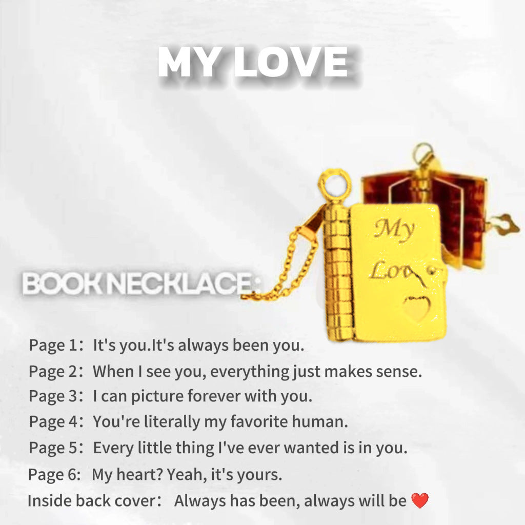 My Book Necklace for Daughter,Son or Lover, Birthday Day Gift Graduation Jewelry of Love