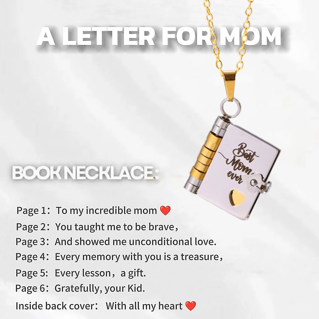 My Book Necklace for Daughter,Son or Lover, Birthday Day Gift Graduation Jewelry of Love