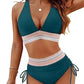 👙Ensembles de bikinis à taille haute avec contrôle de l'abdomen et blocs de couleurs