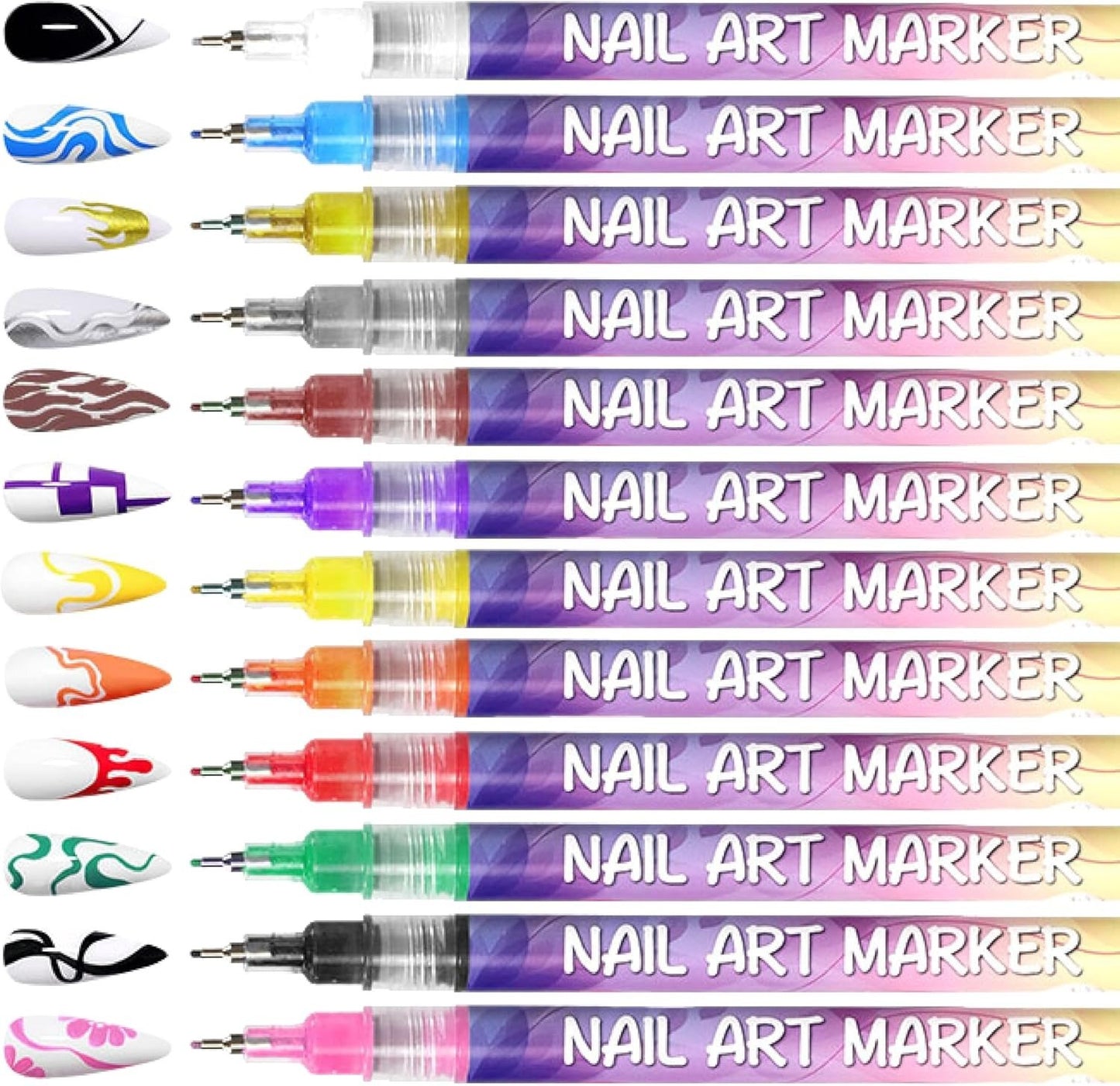 🎄Prévente de Noël - 49 % de réduction🌈Set de 12 stylos pour art des ongles