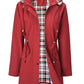 🧥50 % DE RÉDUCTION🌧️Veste mi-longue à capuche, imperméable et coupe-vent, à carreaux