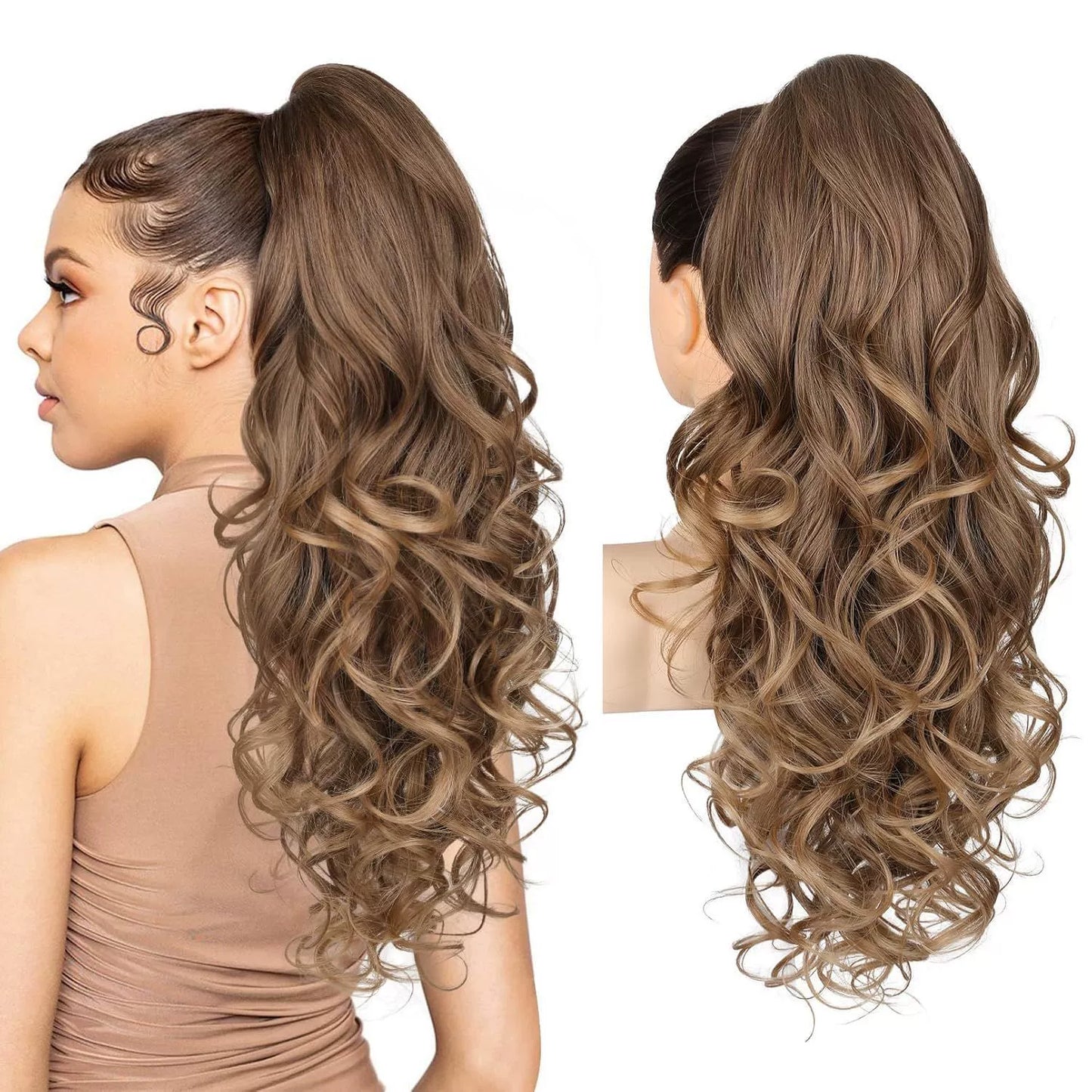 💜Promotion à durée limitée 50 % de réduction💜Extension de queue de cheval ondulée à clip