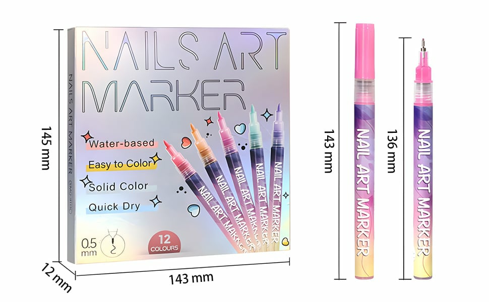 🎄Prévente de Noël - 49 % de réduction🌈Set de 12 stylos pour art des ongles