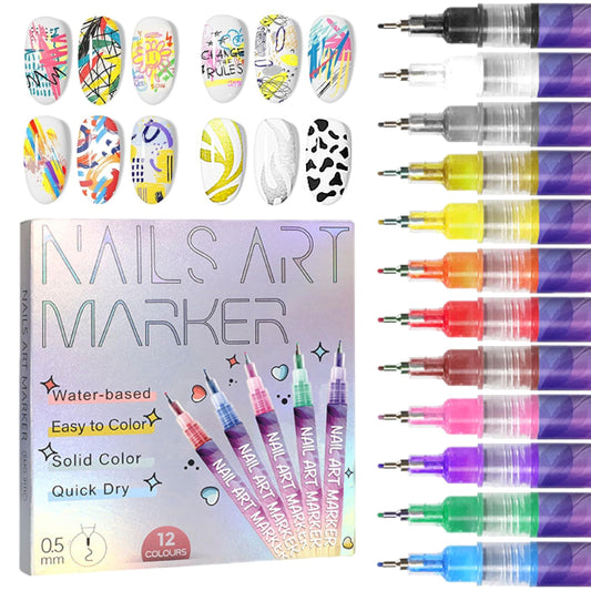 🎄Prévente de Noël - 49 % de réduction🌈Set de 12 stylos pour art des ongles