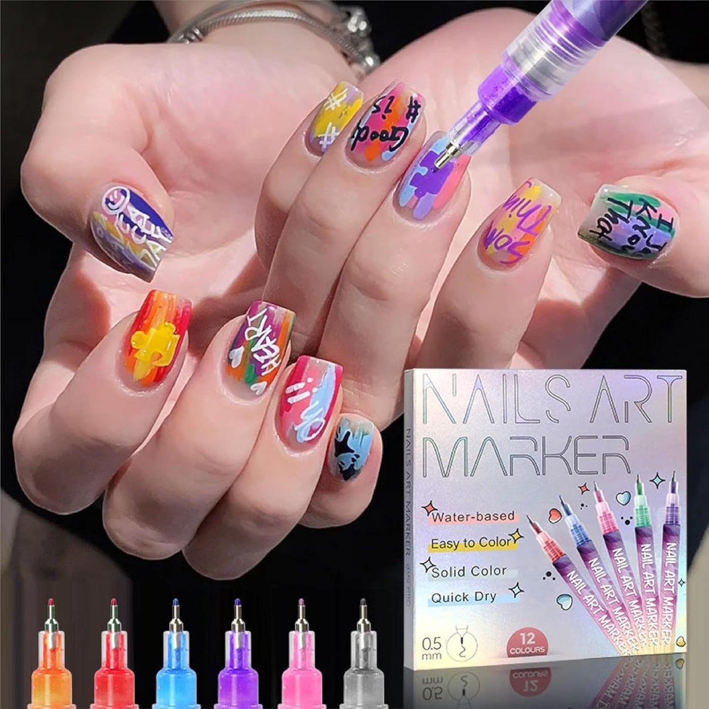 🎄Prévente de Noël - 49 % de réduction🌈Set de 12 stylos pour art des ongles
