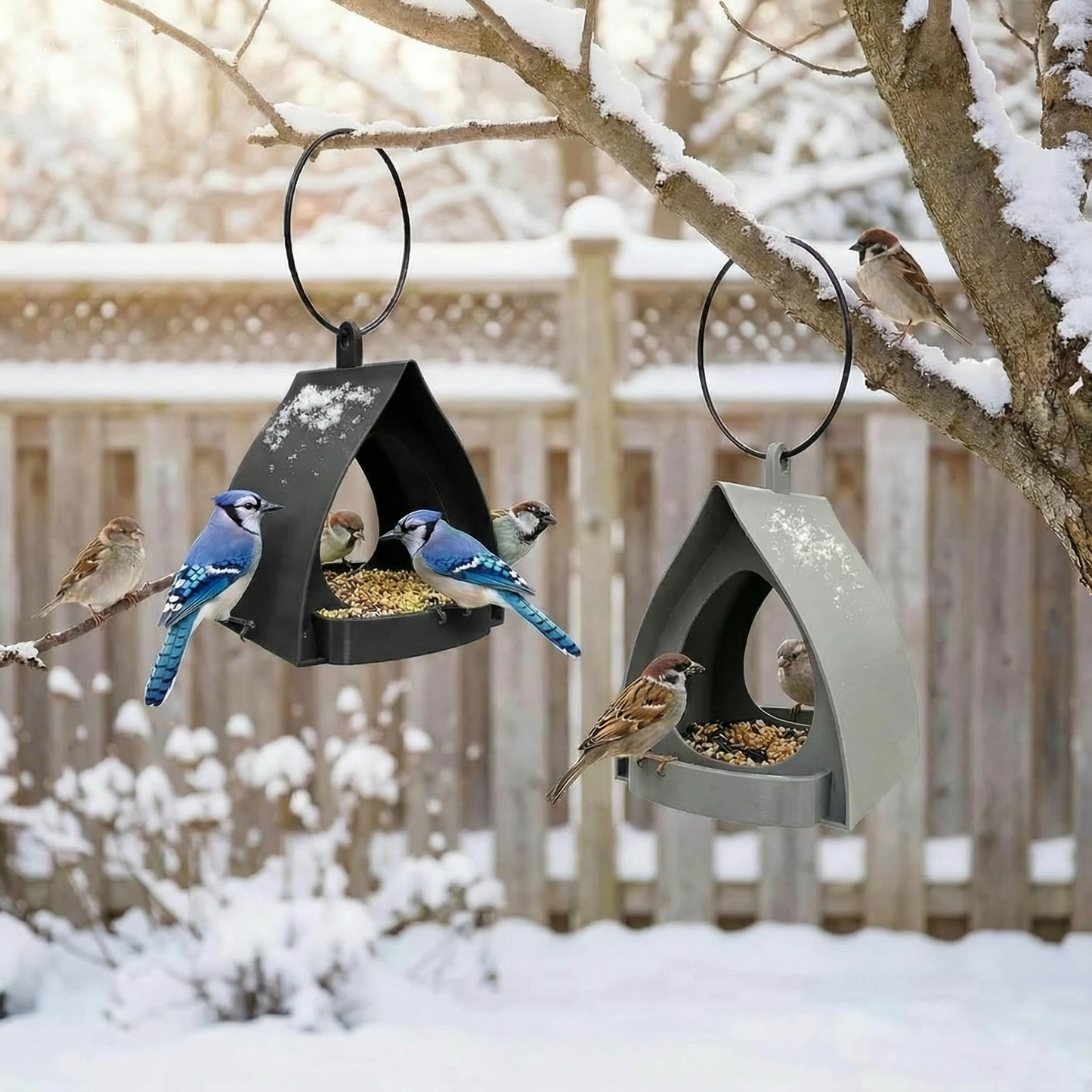 📢 50 % de réduction ⏰ Mangeoire suspendue pour oiseaux avec toit – Observation facile, nourriture protégée & design durable ! 🐦🌧️