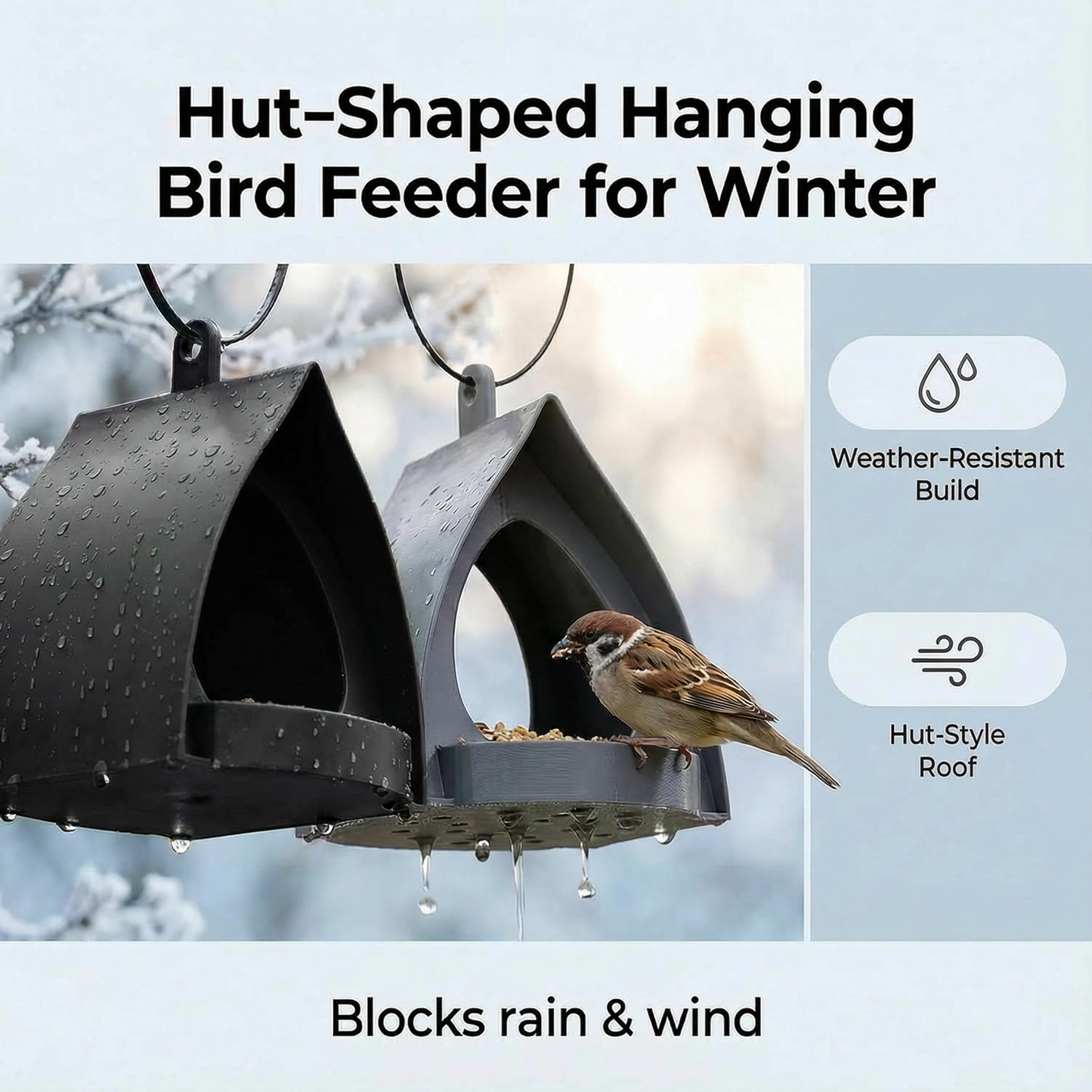 📢 50 % de réduction ⏰ Mangeoire suspendue pour oiseaux avec toit – Observation facile, nourriture protégée & design durable ! 🐦🌧️