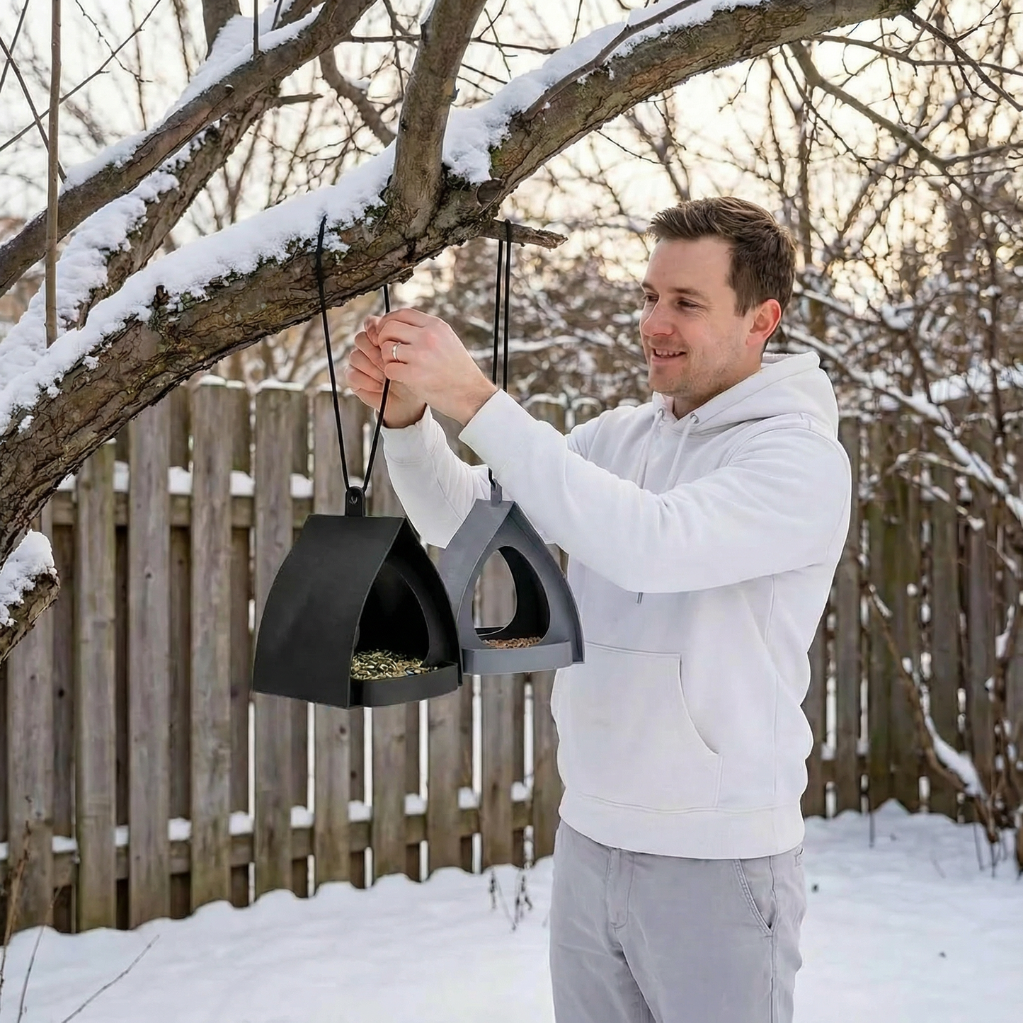 📢 50 % de réduction ⏰ Mangeoire suspendue pour oiseaux avec toit – Observation facile, nourriture protégée & design durable ! 🐦🌧️