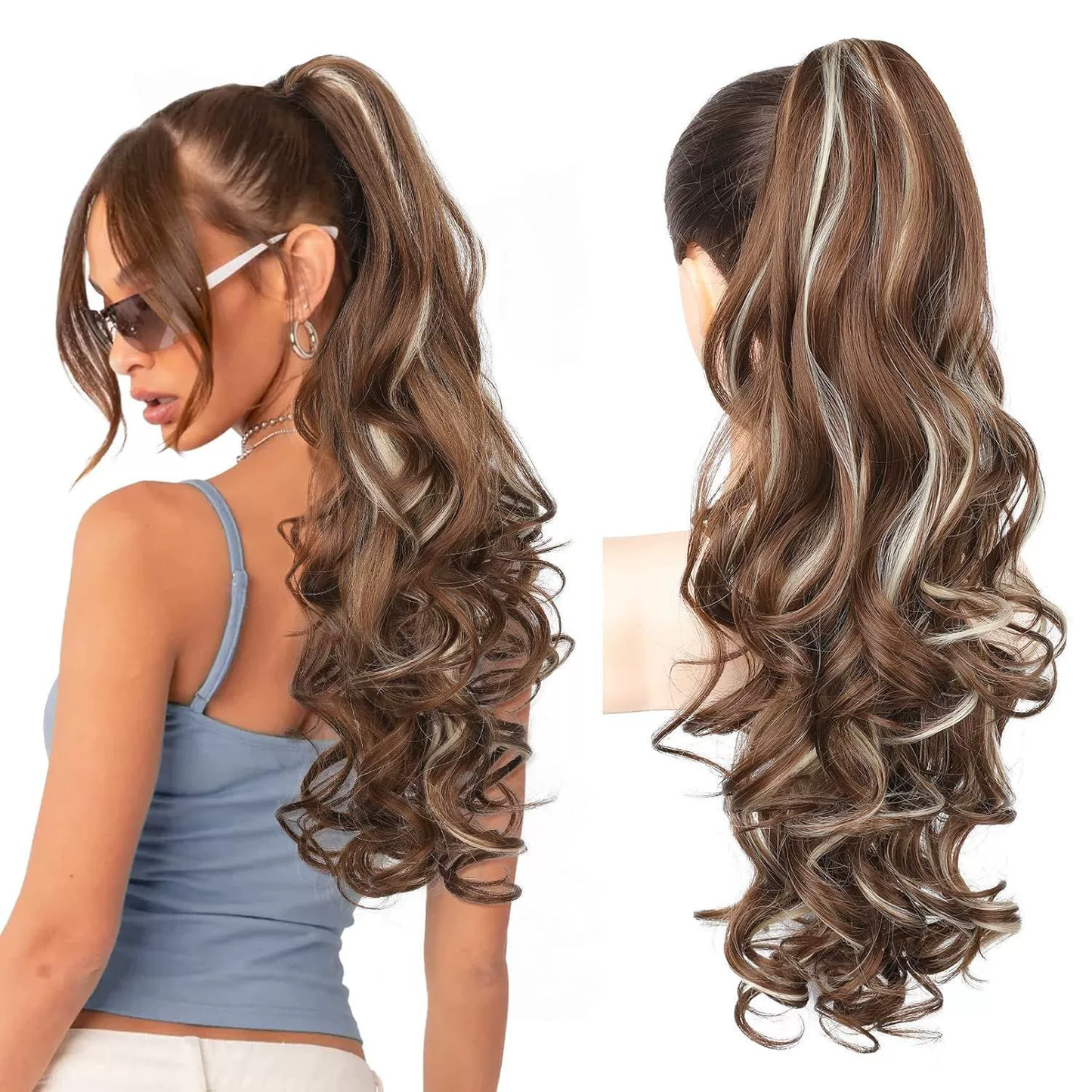 💜Promotion à durée limitée 50 % de réduction💜Extension de queue de cheval ondulée à clip