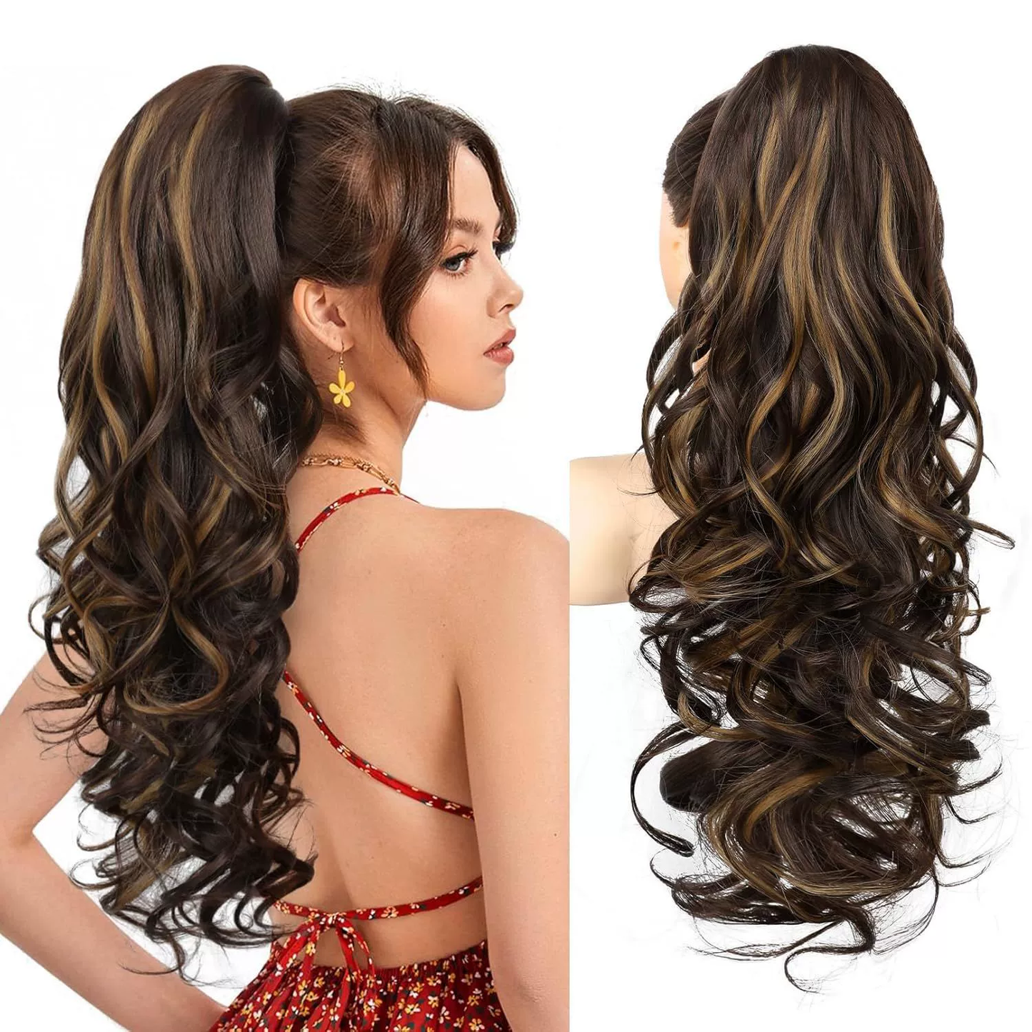 💜Promotion à durée limitée 50 % de réduction💜Extension de queue de cheval ondulée à clip