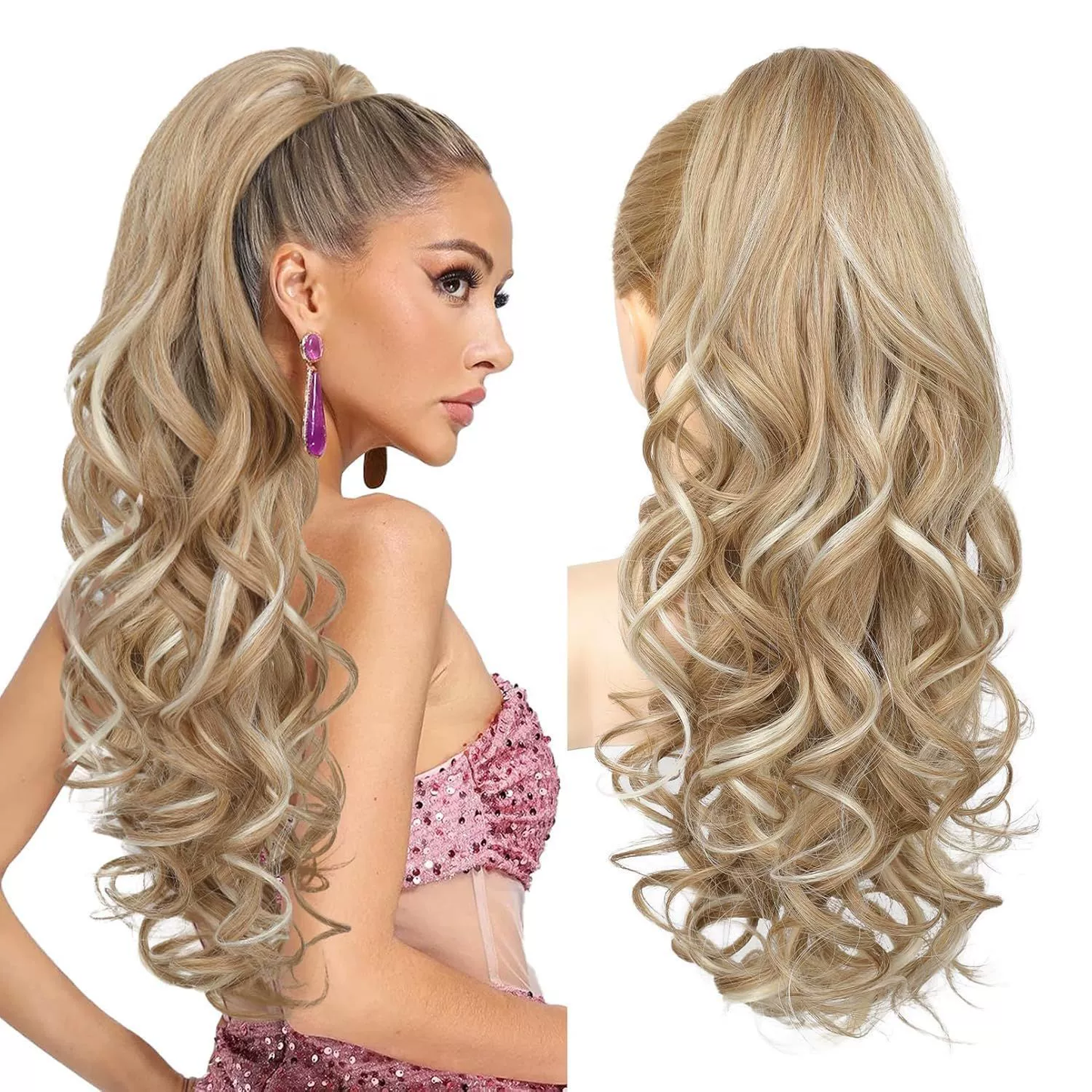 💜Promotion à durée limitée 50 % de réduction💜Extension de queue de cheval ondulée à clip