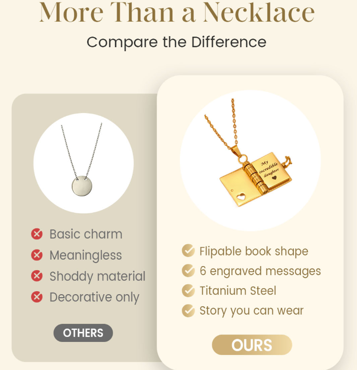My Book Necklace for Daughter,Son or Lover, Birthday Day Gift Graduation Jewelry of Love