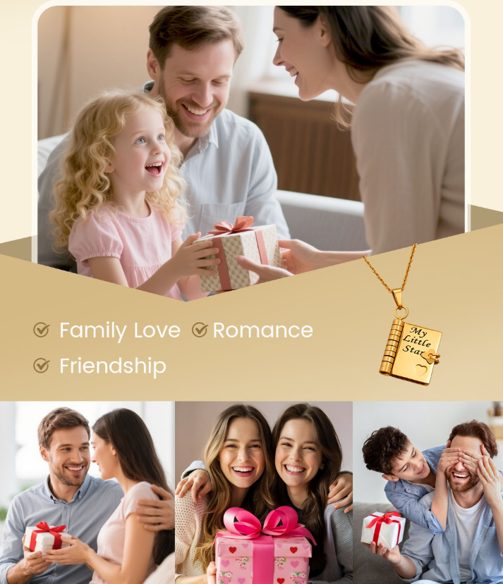 My Book Necklace for Daughter,Son or Lover, Birthday Day Gift Graduation Jewelry of Love