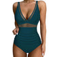 💥 49 % de réduction👙 Maillot de bain une pièce froncé en maille contrastée pour femme🏝️