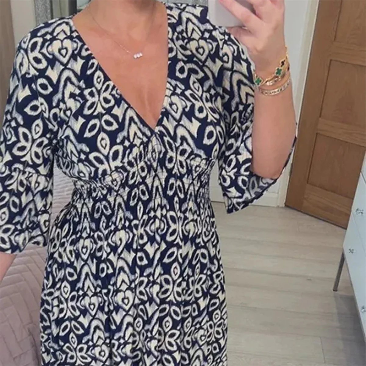 🔥49% de réduction  😍Robe longue à encolure en V et imprimé bohémien décontracté