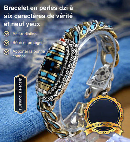 🔥49% DE RÉDUCTION🔥Bracelet de perles Dzi à neuf yeux mantra turquoise à six caractères (livraison gratuite)