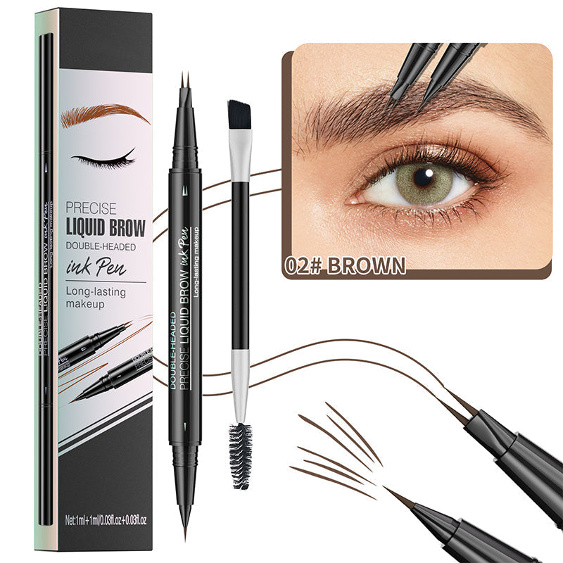 Crayon à Sourcils Liquide 2 en 1 -- Imperméable et Résistant à La Transpiration