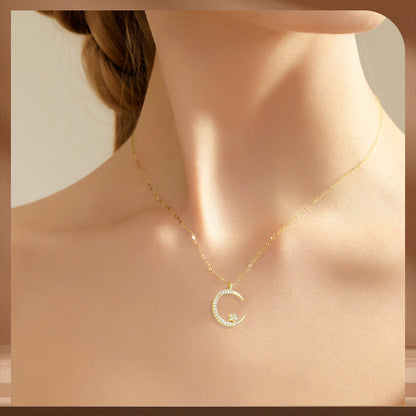 💕50% de réduction💕Collier Étincelant avec Pendentif d'Étoile et de Lune