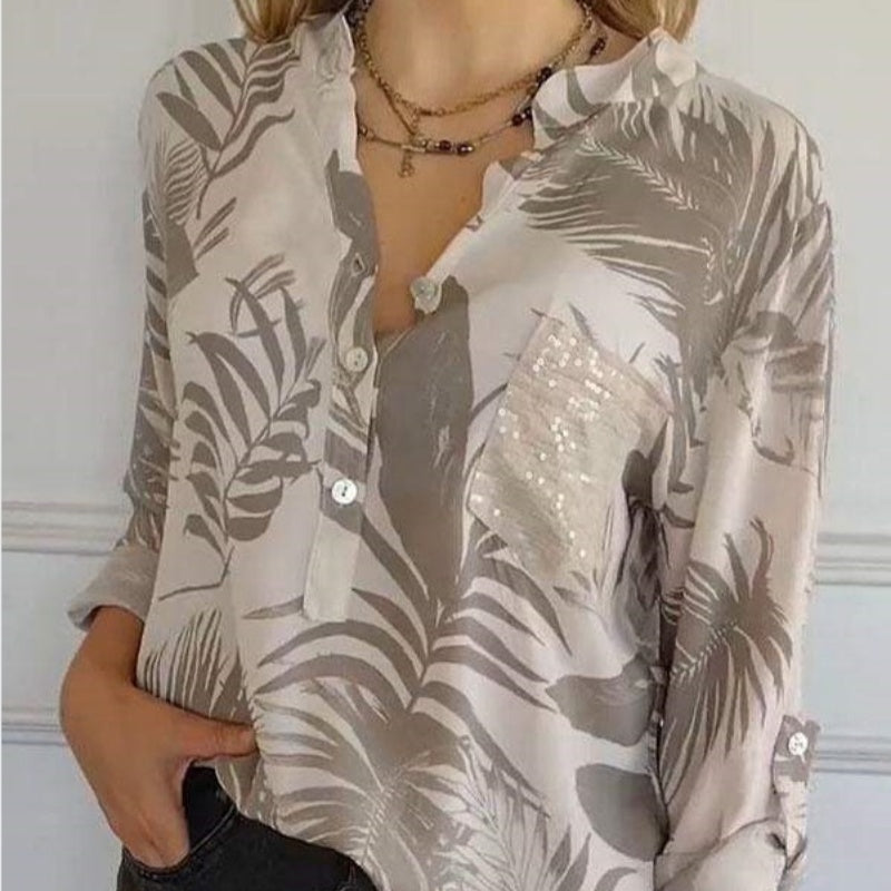 Top imprimé à col en V de la mode féminine