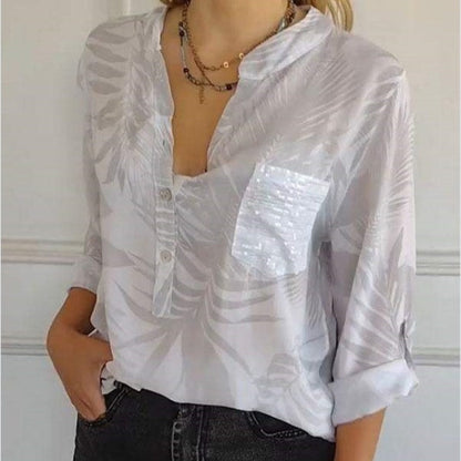 Top imprimé à col en V de la mode féminine