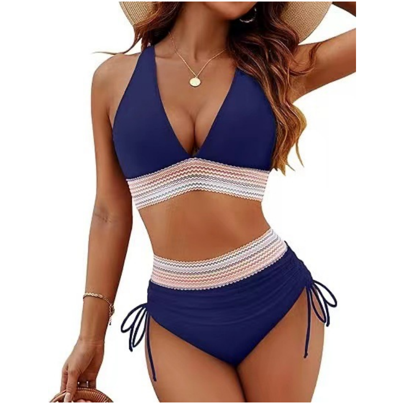 👙Ensembles de bikinis à taille haute avec contrôle de l'abdomen et blocs de couleurs