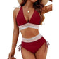 💥50 % de réduction👙Ensembles de bikinis à taille haute avec contrôle de l'abdomen et blocs de couleurs