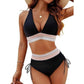 💥50 % de réduction👙Ensembles de bikinis à taille haute avec contrôle de l'abdomen et blocs de couleurs