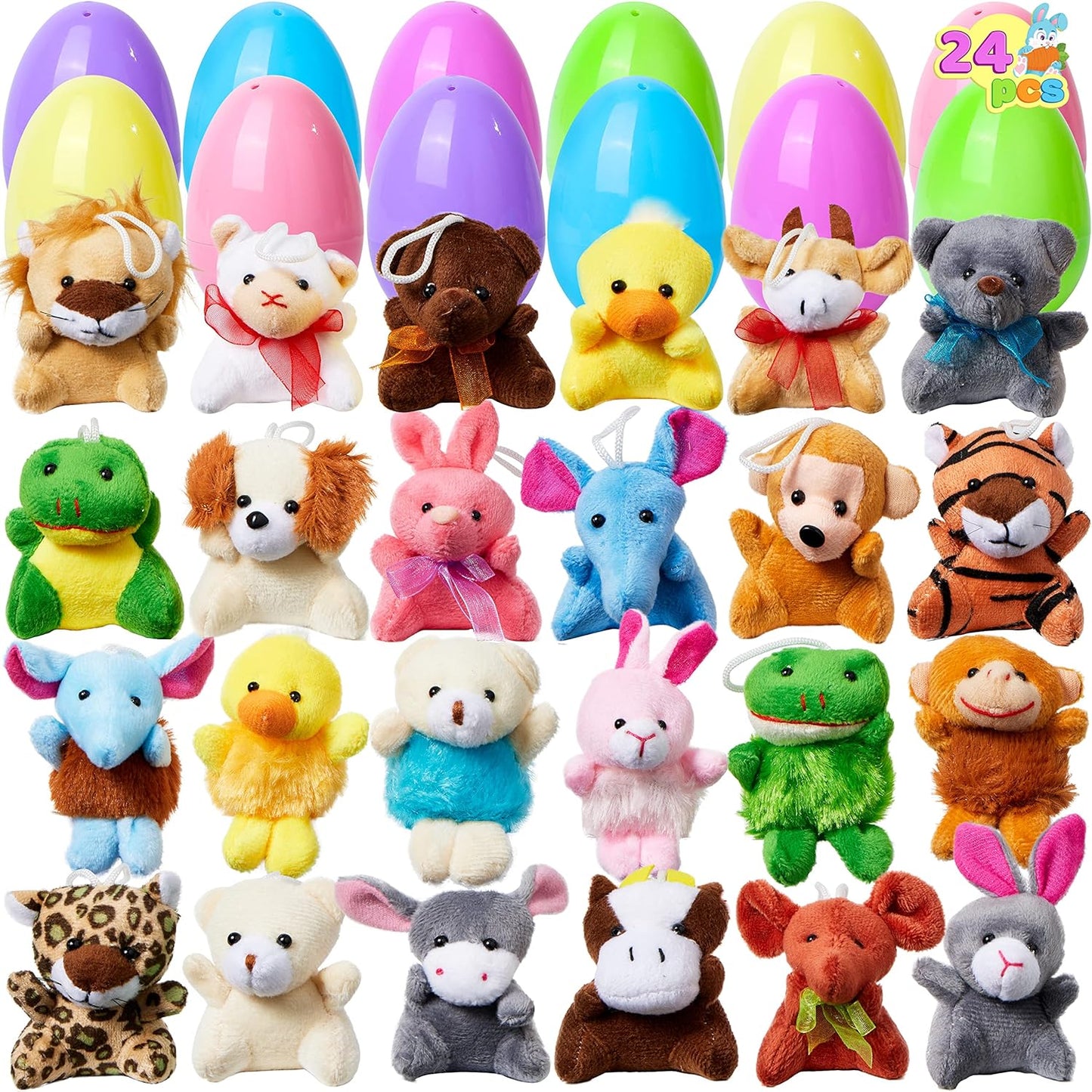 Œufs de Pâques Préremplis avec des Animaux en Peluche