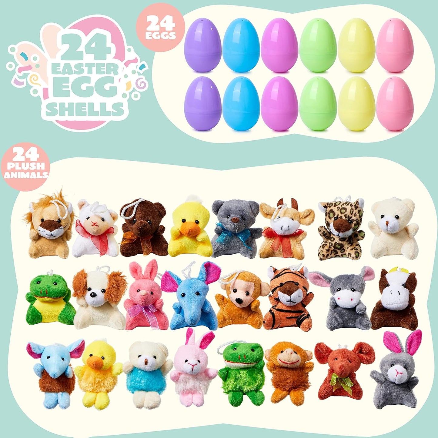 Œufs de Pâques Préremplis avec des Animaux en Peluche
