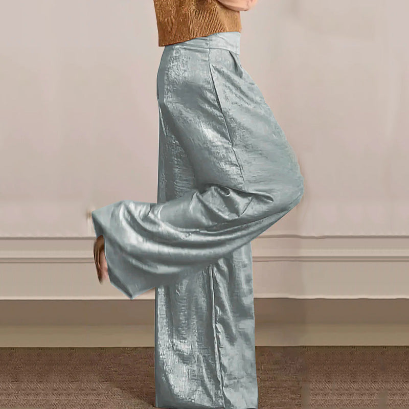 Ensemble Deux Pièces pour Femmes-Haut Décontracté à Manches Courtes et Pantalon à Jambe Large