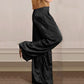 Ensemble Deux Pièces pour Femmes-Haut Décontracté à Manches Courtes et Pantalon à Jambe Large