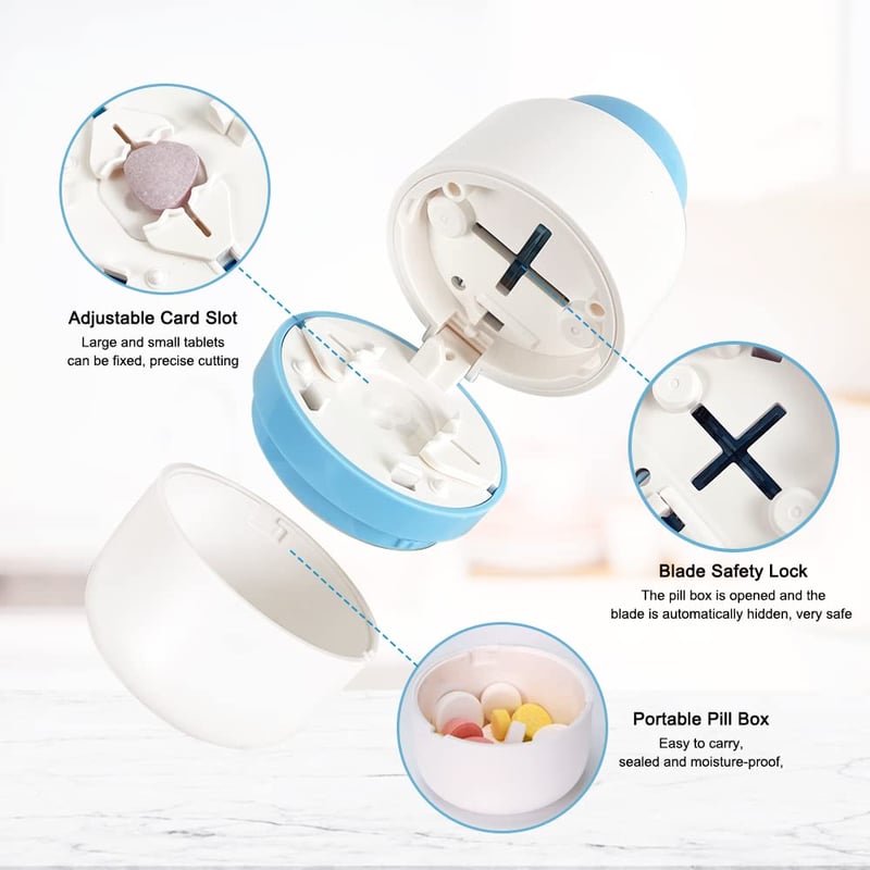 Coupe-pilules portable avec dispositif de fixation précis