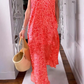 🌸 Promotion de printemps 50 % RÉDUCTION ✨ Col en V Robe maxi imprimée à manches courtes