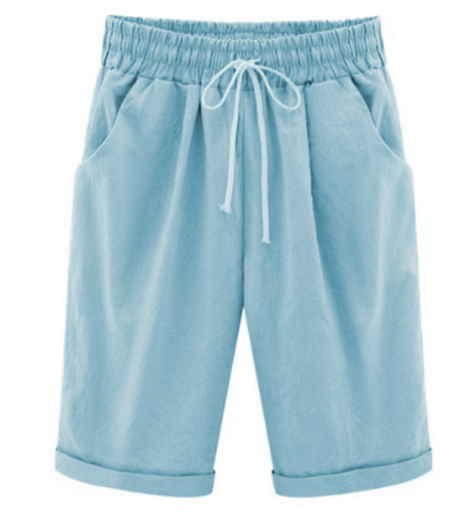 Short Ample Taille élastique De Couleur Unie Plus Grande