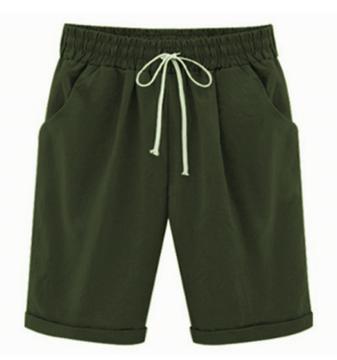 Short Ample Taille élastique De Couleur Unie Plus Grande