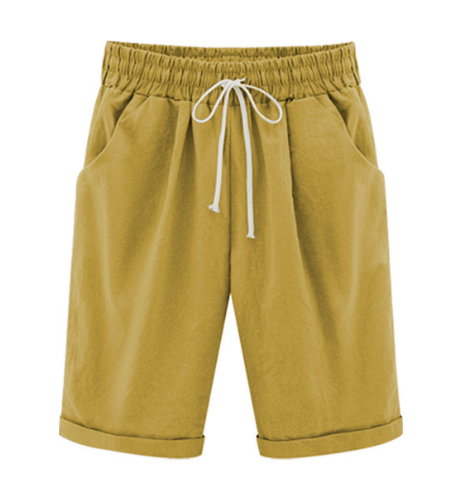 Short Ample Taille élastique De Couleur Unie Plus Grande
