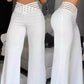 Pantalon décontracté pour femmes à taille haute et jambes larges